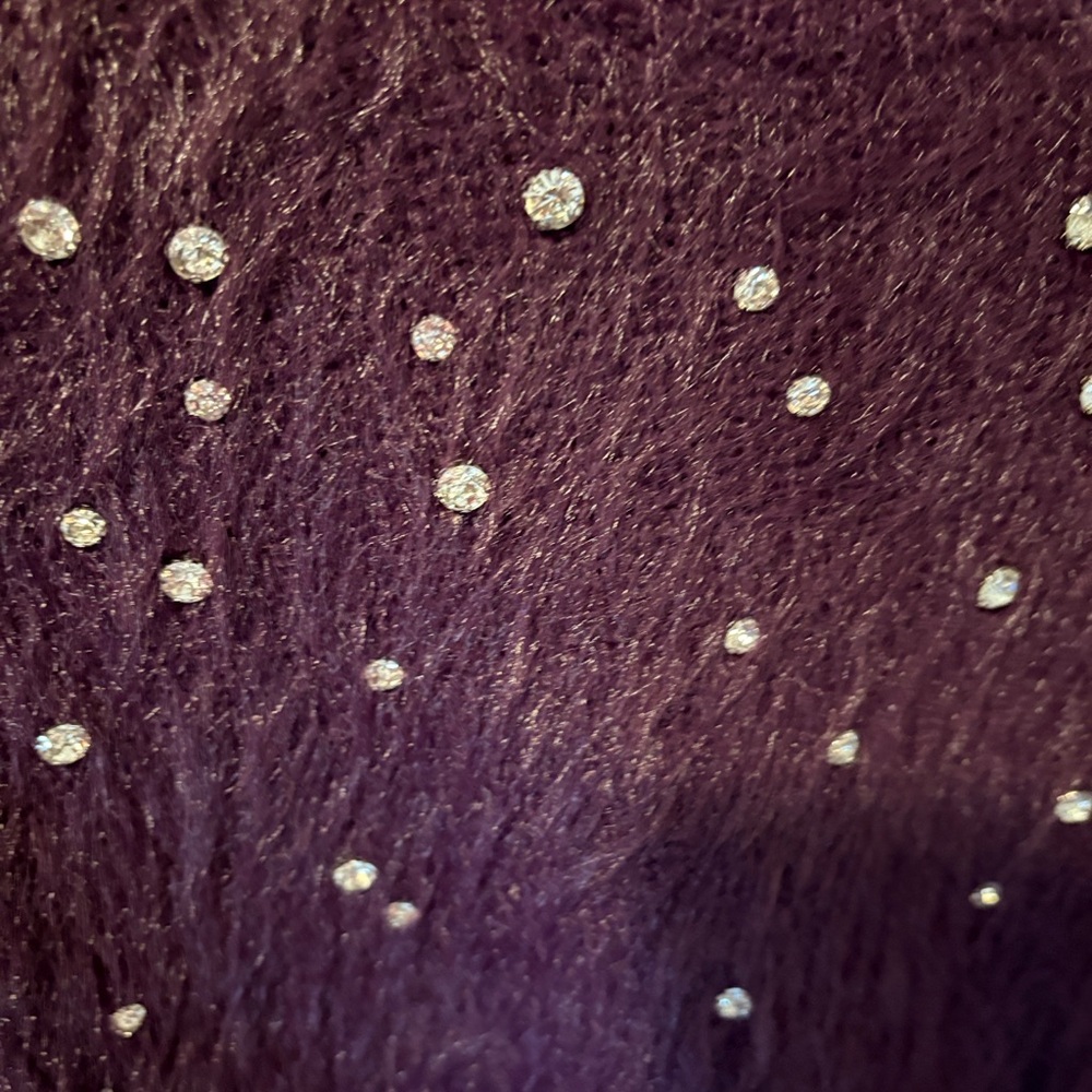 NWT Muse Plum Fuzzy Crewneck Sweater with Rhinestone Accents - Picture 8 of 8